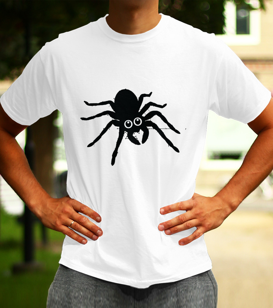 Cute Spider With Big Eyes In Web T-Shirt