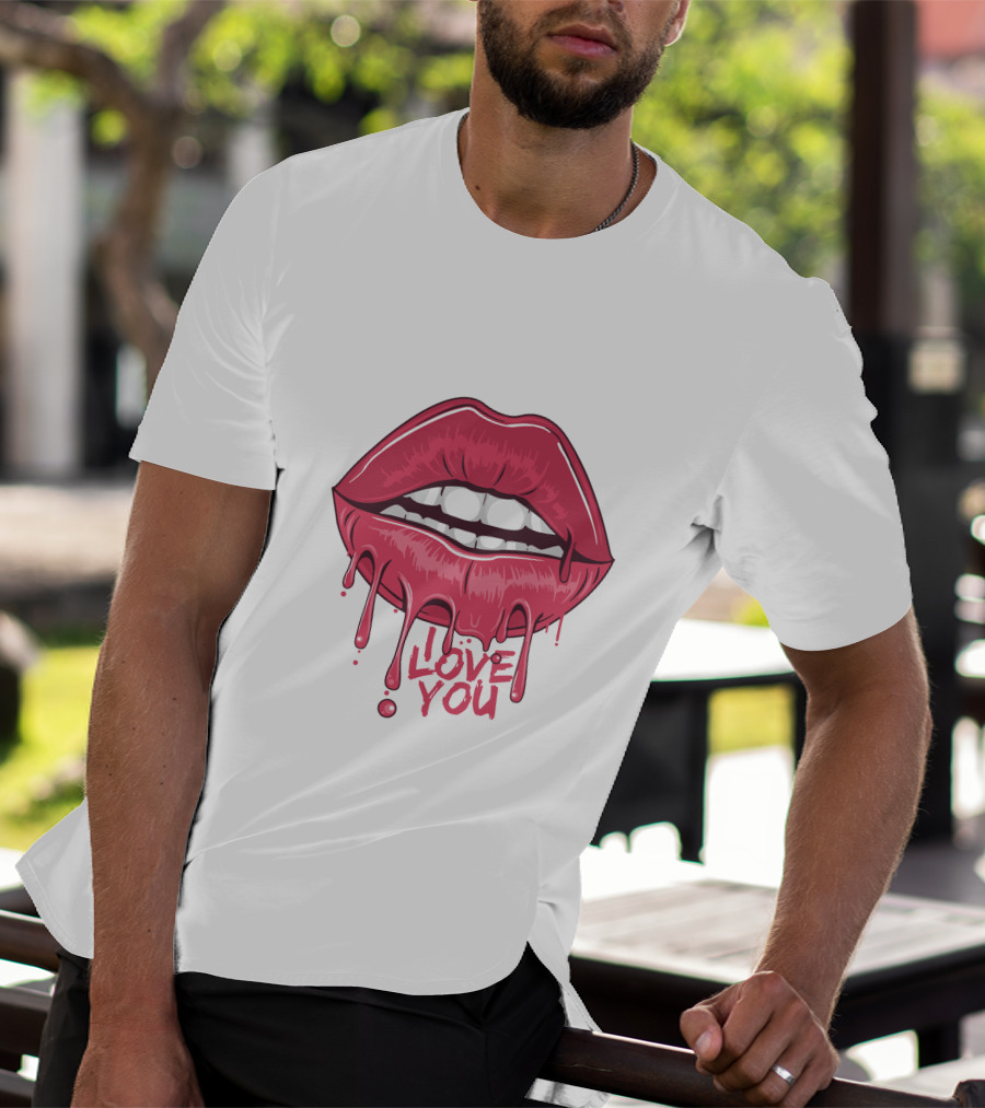 Lips Dripping Pink Love You Kiss Blood T-Shirt