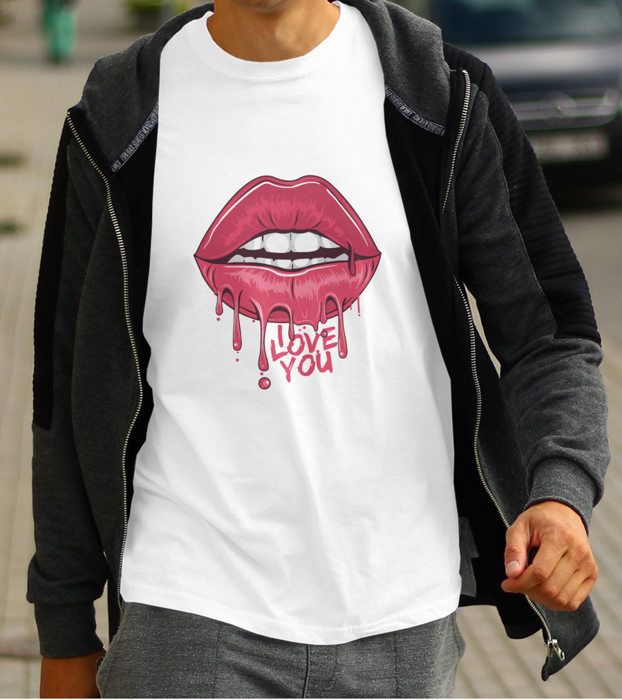 Lips Dripping Pink Love You Kiss Blood T-Shirt