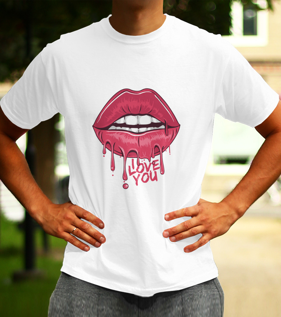 Lips Dripping Pink Love You Kiss Blood T-Shirt