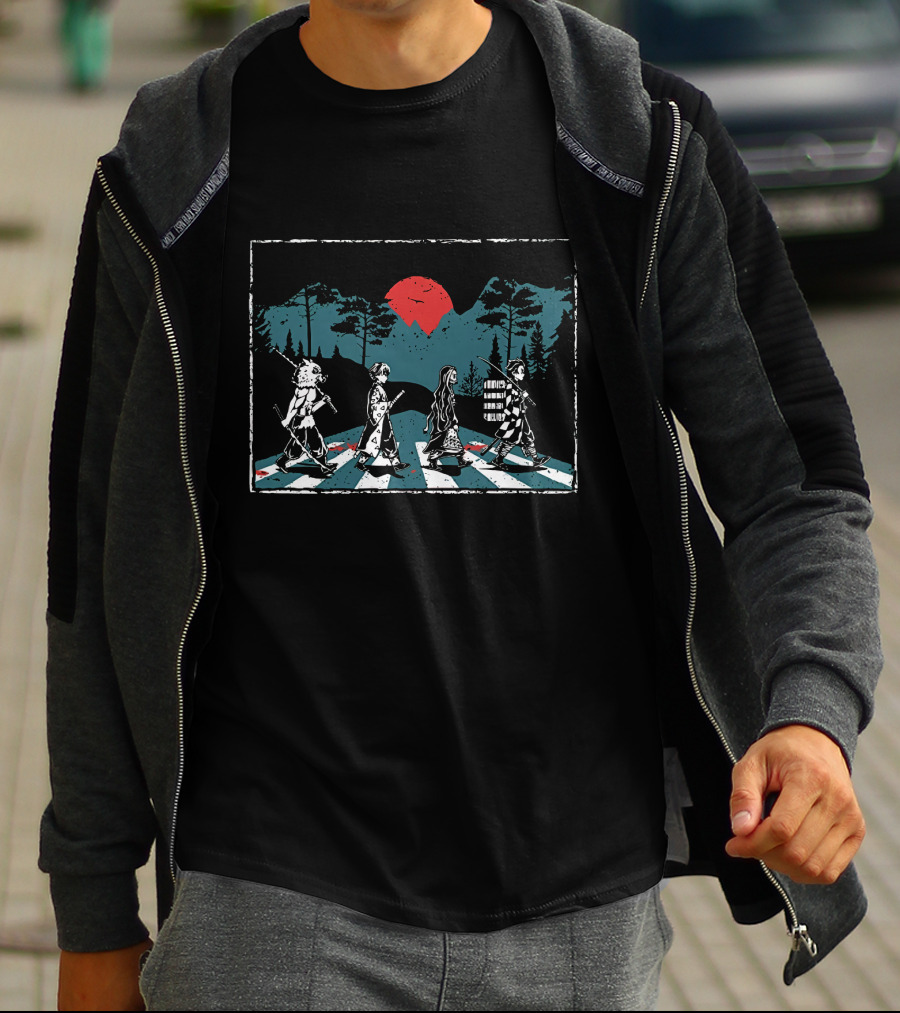 Demon Slayer Abbey Road Anime Crossover Street Crossing Montage T-Shirt