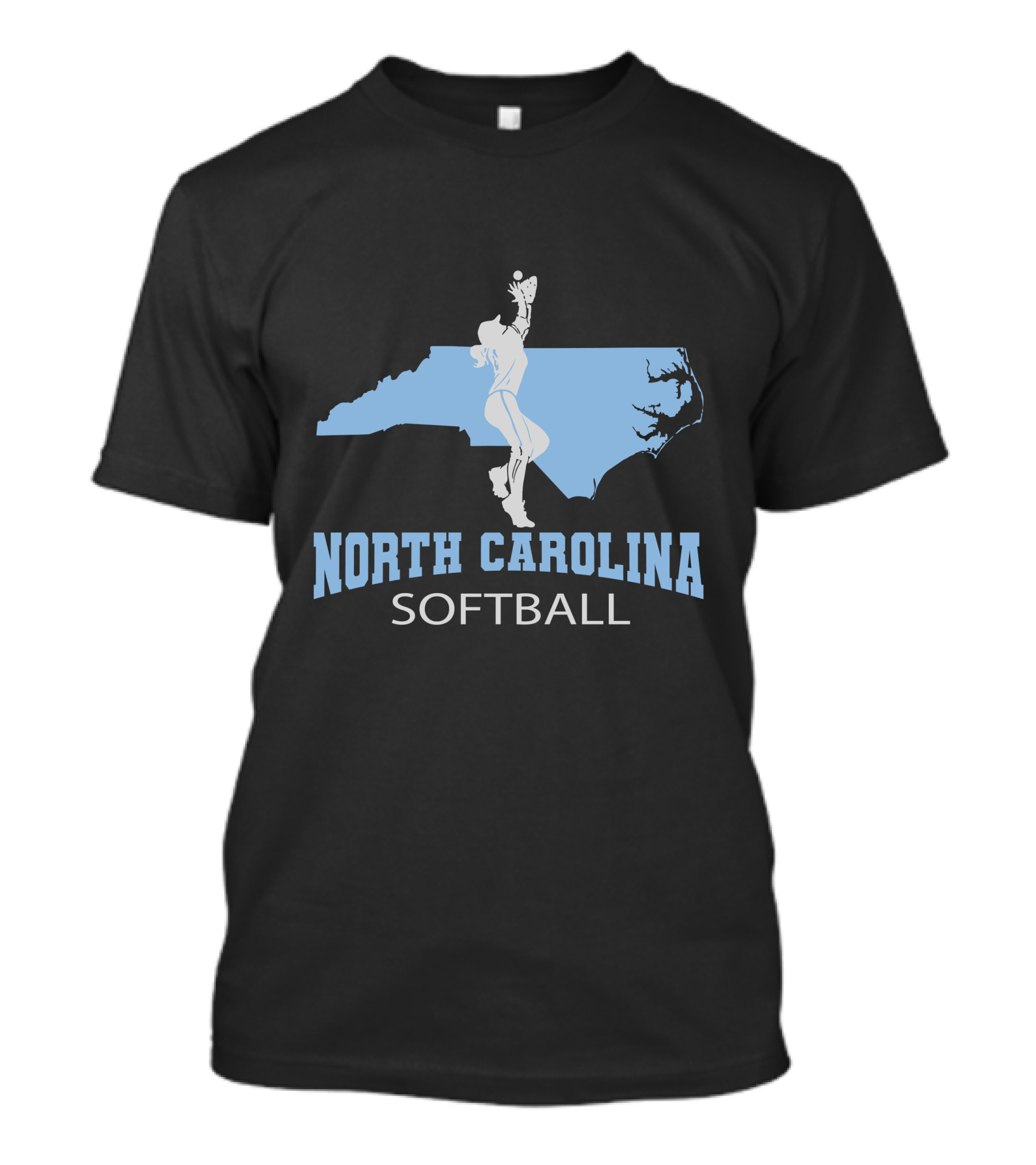 North Carolina Softball Girl Silhouette With State Map T-Shirt