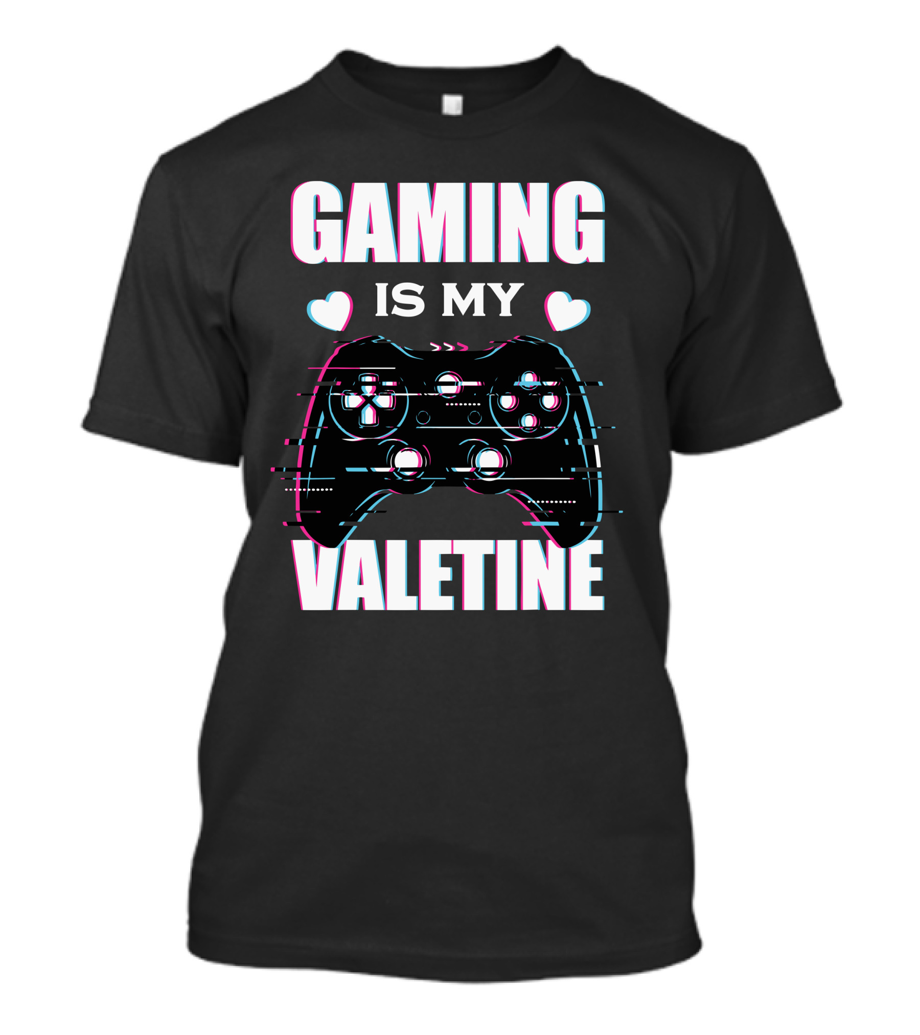 Gaming Is My Valentine Controller Hearts Glitch Effect T-Shirt