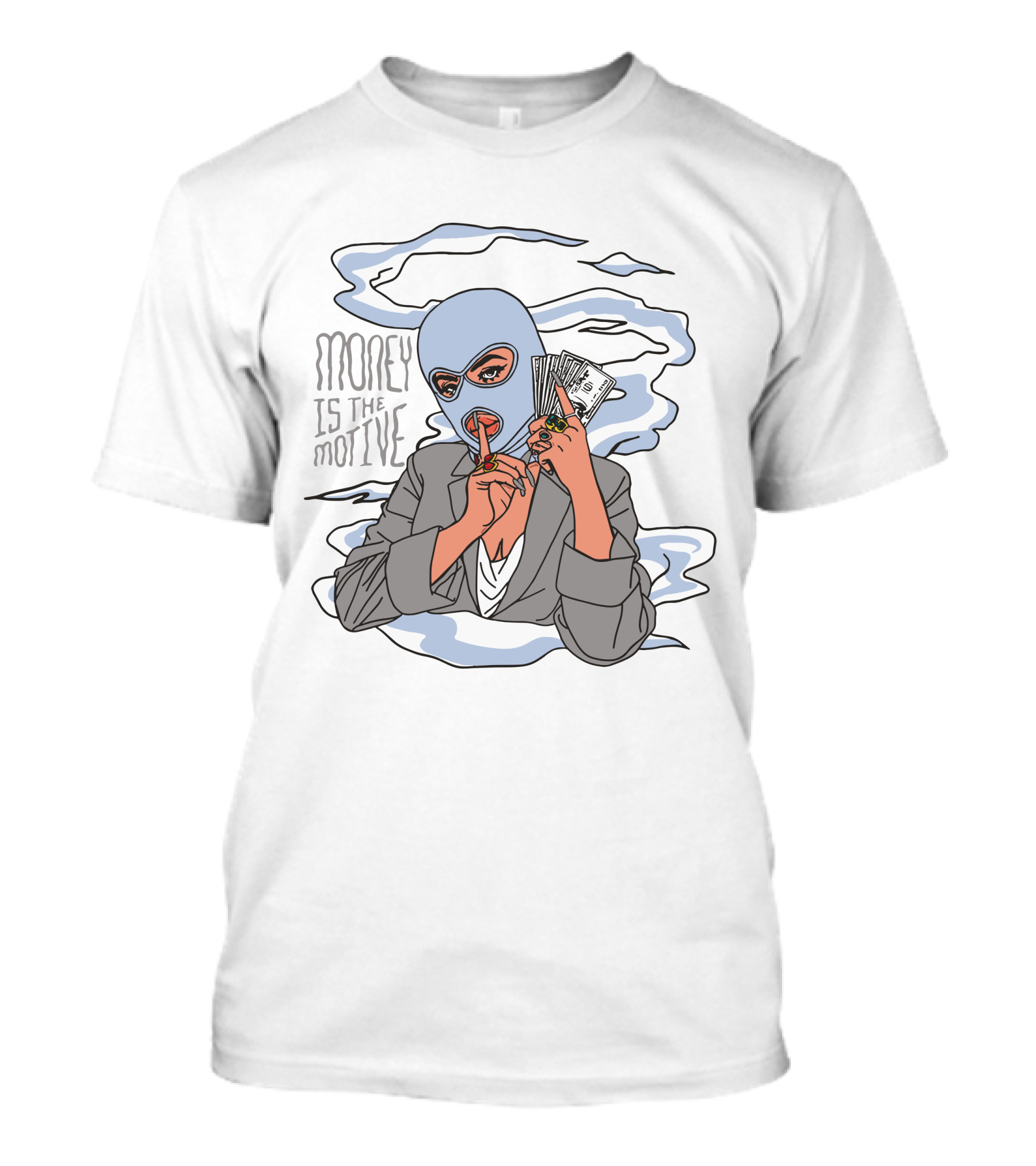 Money Is The Motive Smoky Figure With Cash Stack T-Shirt