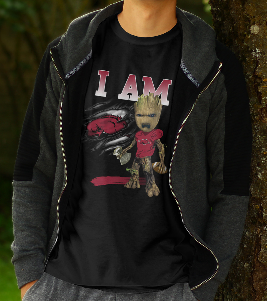 I Am Groot Arkansas Razorbacks Football T-Shirt