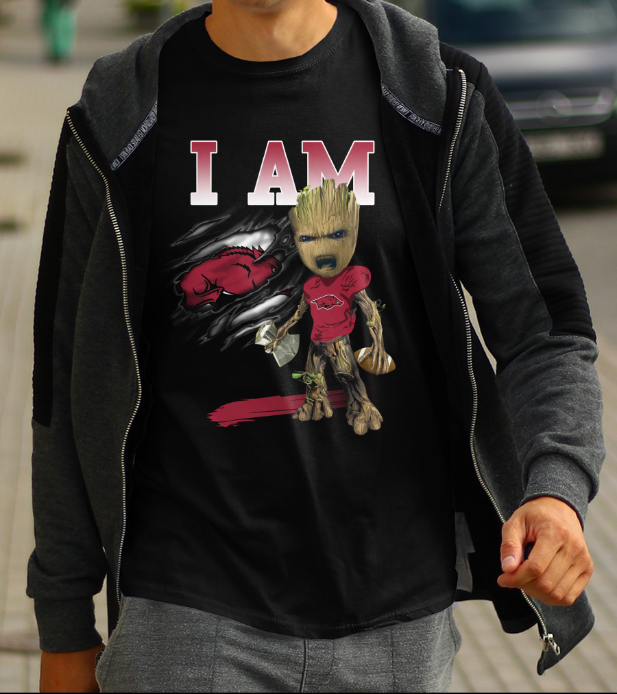 I Am Groot Arkansas Razorbacks Football T-Shirt