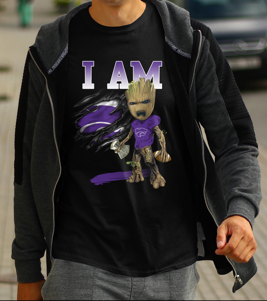 I Am Groot Kansas State Wildcat Football Fan T-Shirt