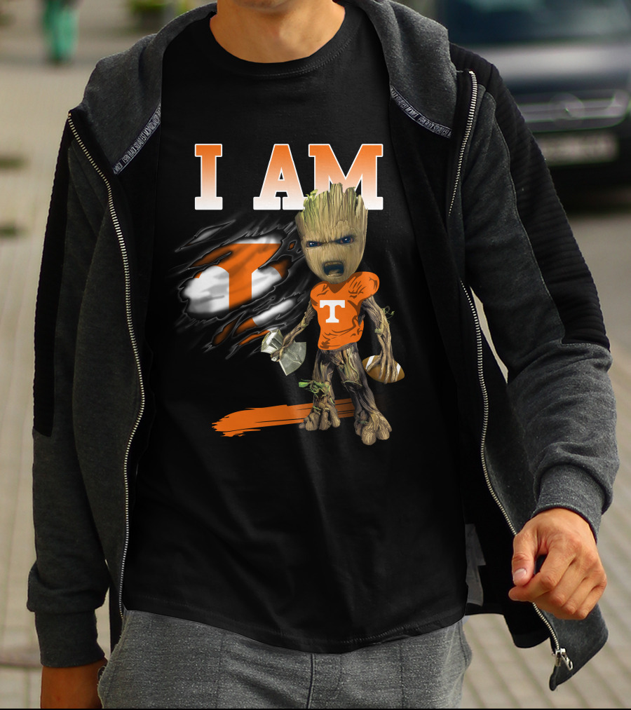 I Am Groot Tennessee Volunteers Fan Iconic Football Fusion T-Shirt