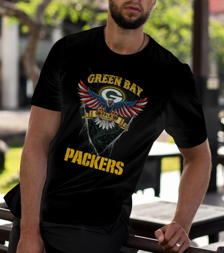 Green Bay Packers Go Pack Go Est. 1919 Nfl Us Eagle T-Shirt