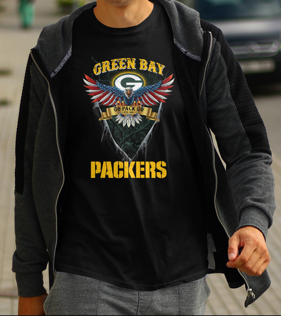 Green Bay Packers Go Pack Go Est. 1919 Nfl Us Eagle T-Shirt