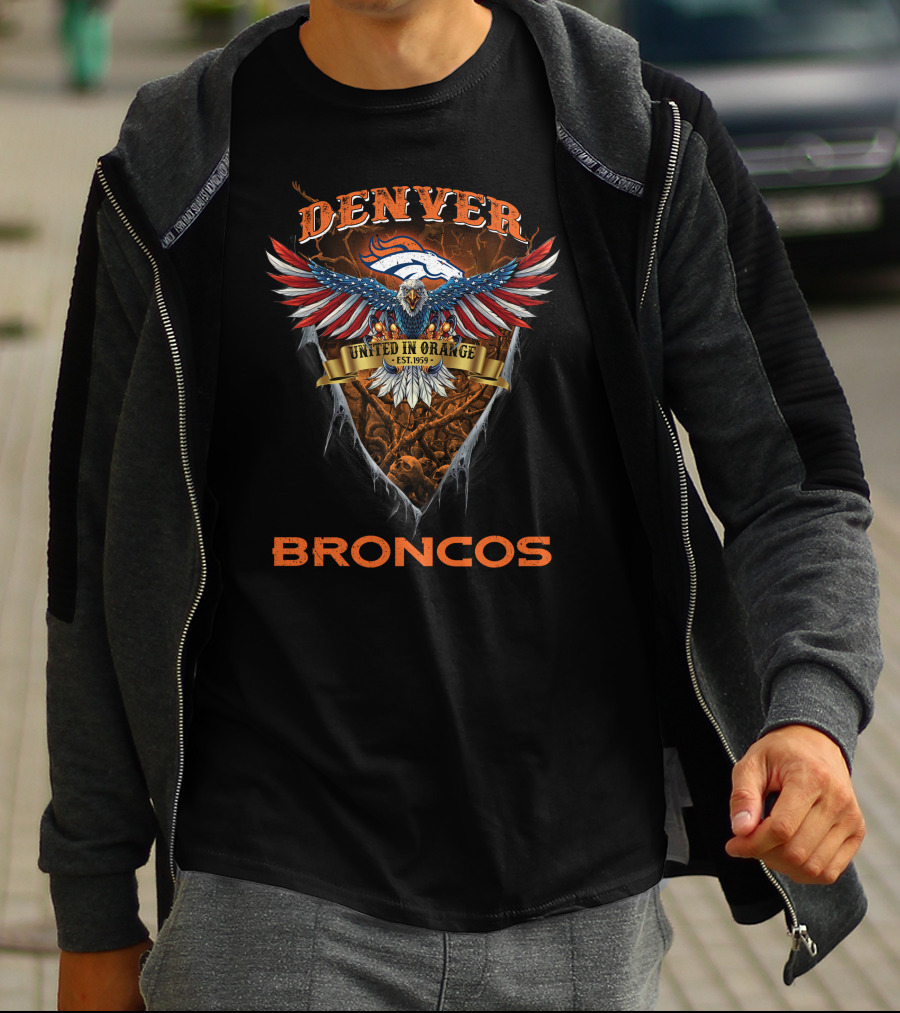 Denver Broncos United In Orange Est. 1959 Nfl Us Eagle T-Shirt