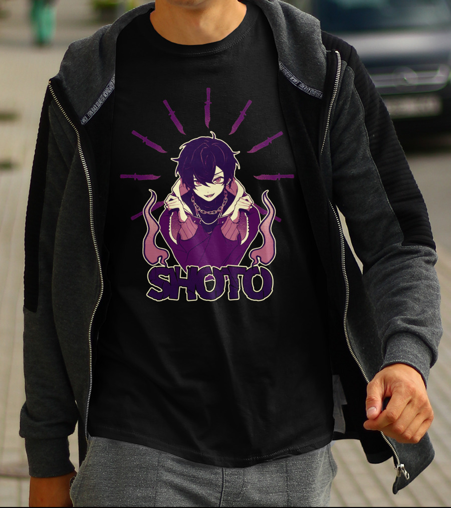 SHOTO ROGUE GUILDIE Anime Character With Knives And Flames T-Shirt