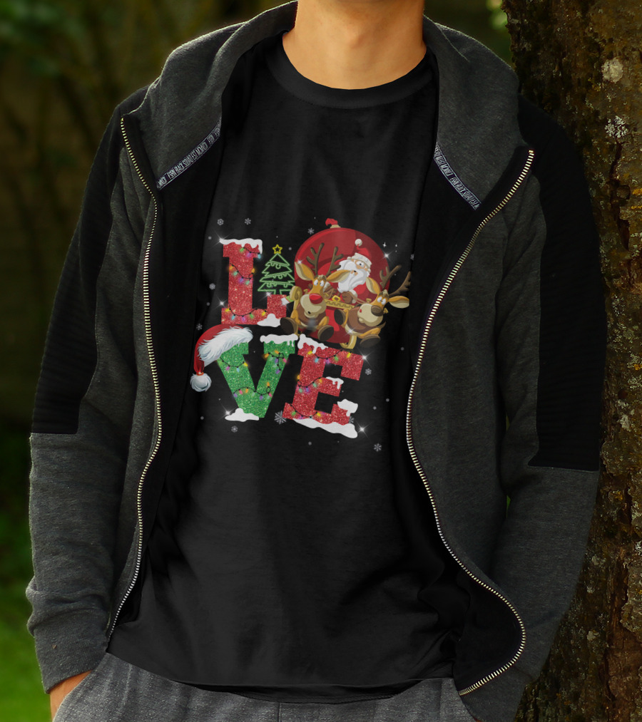 I Love Merry Christmas Santa Reindeer Baby Holiday T-Shirt
