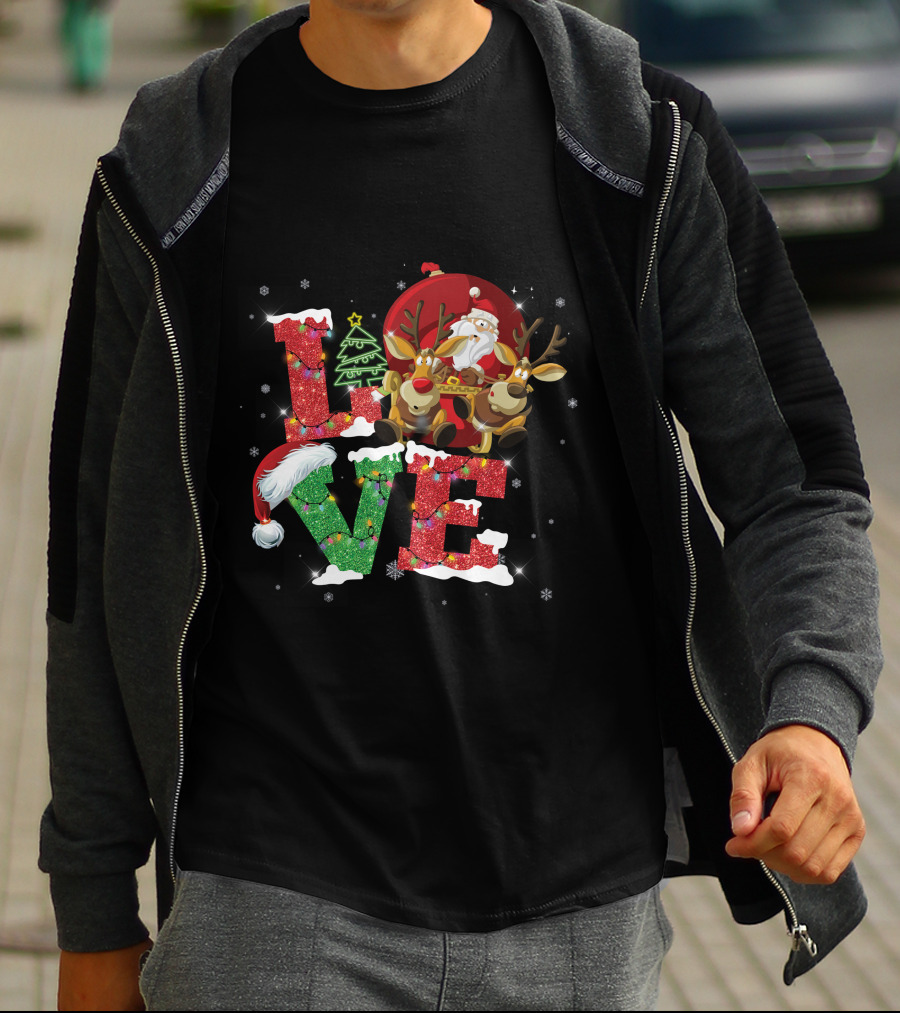 I Love Merry Christmas Santa Reindeer Baby Holiday T-Shirt