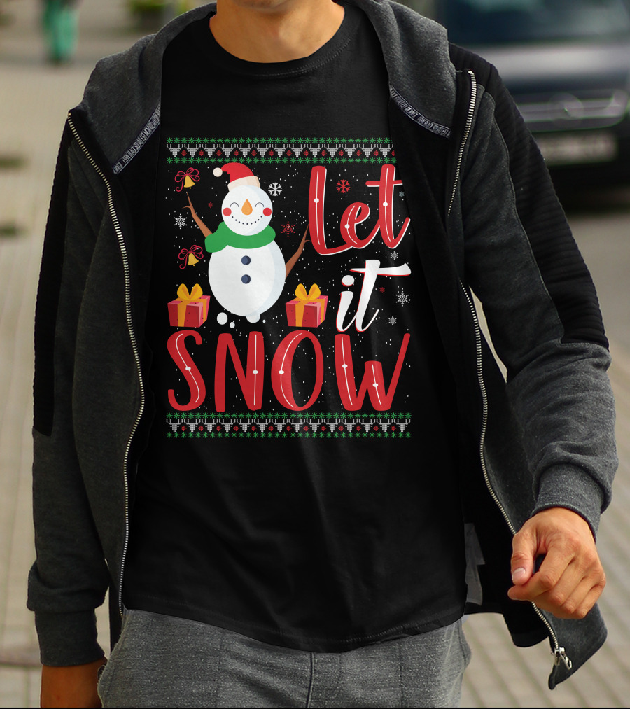 Let It Snow Snowman Christmas Presents Holiday T-Shirt