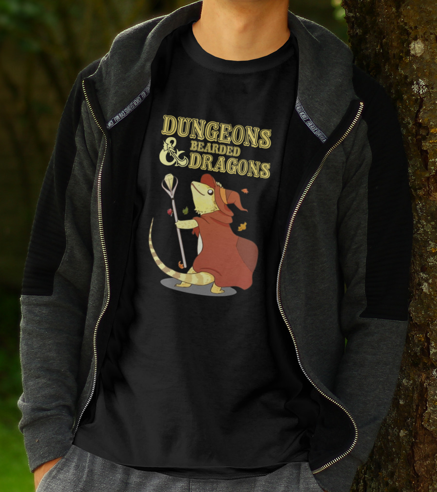 Dungeons Bearded Dragons Wizard With Staff Costume T-Shirt