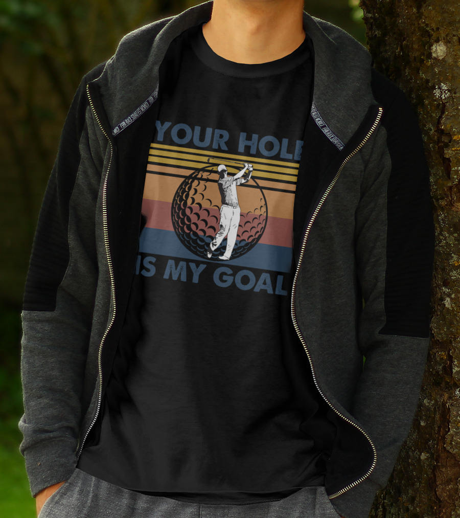 Your Hole Is My Goal Retro Golf Swing Ball T-Shirt