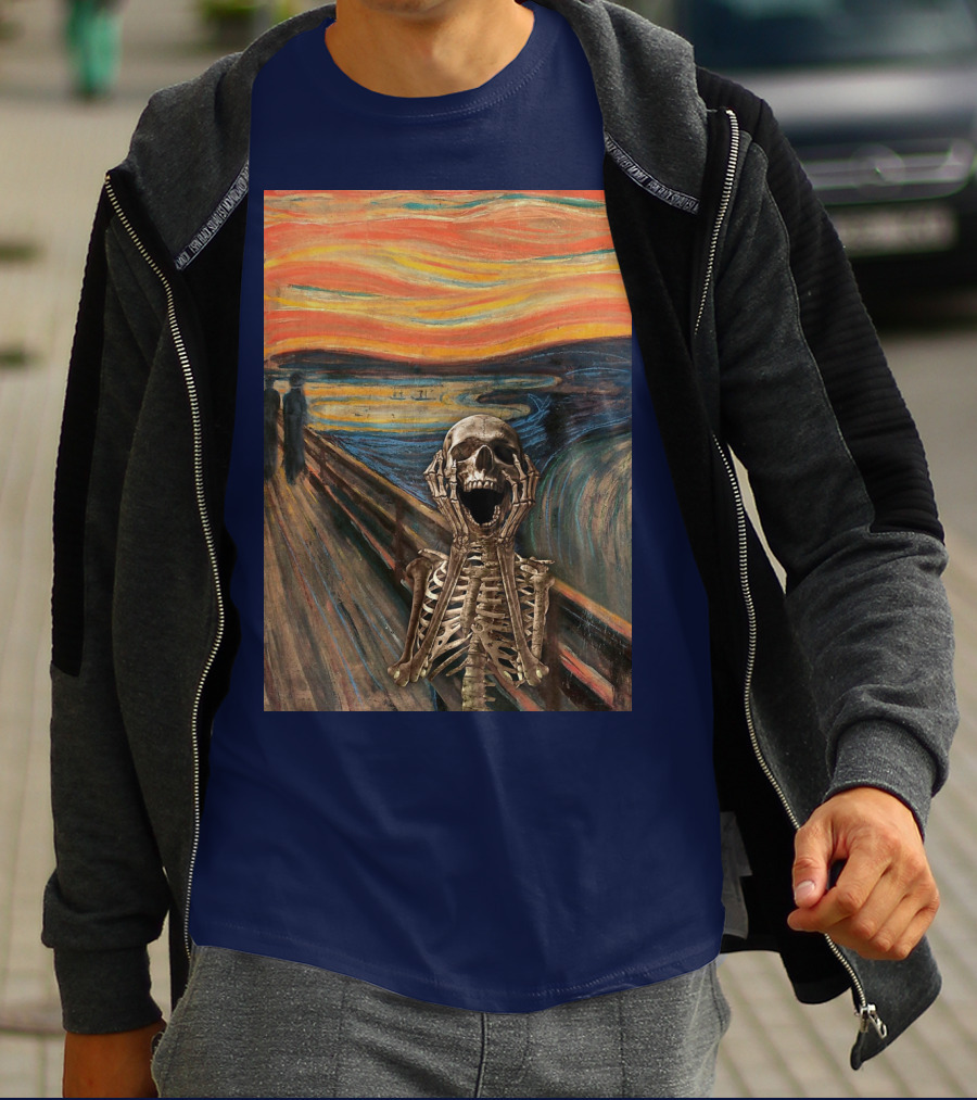The Scream Skeleton In Edvard Munch T-Shirt