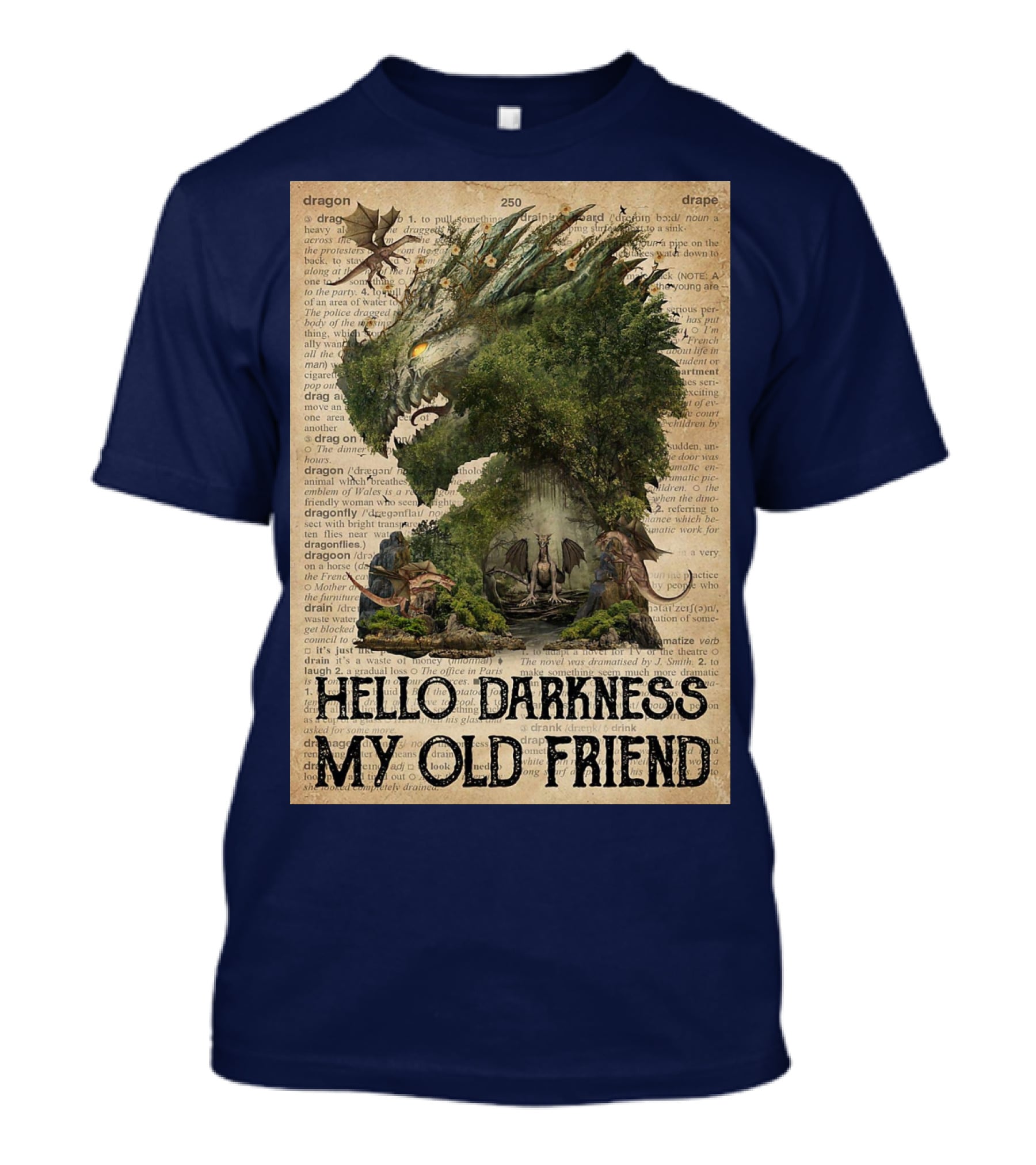 Dragon Hello Darkness My Old Friend Dictionary Page T-Shirt