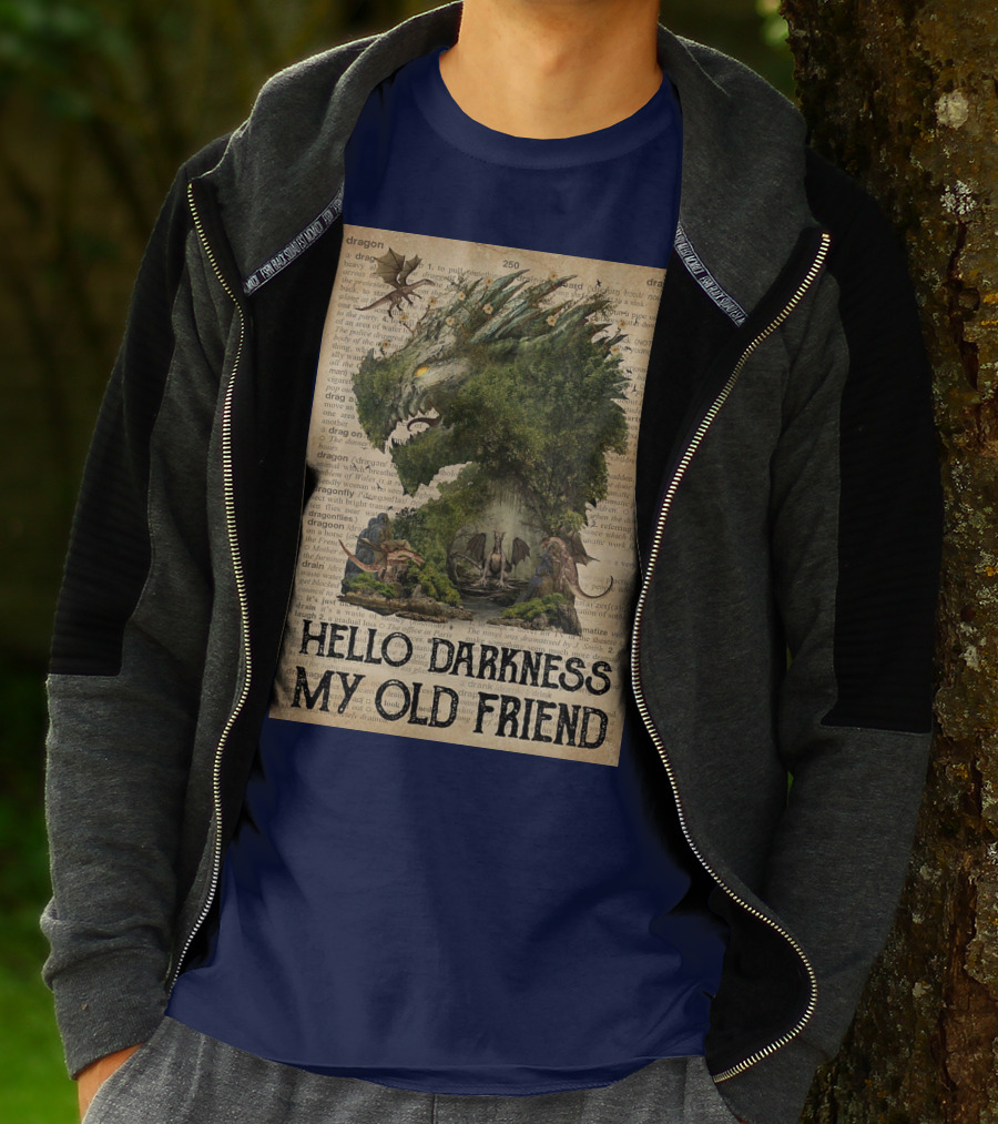 Dragon Hello Darkness My Old Friend Dictionary Page T-Shirt