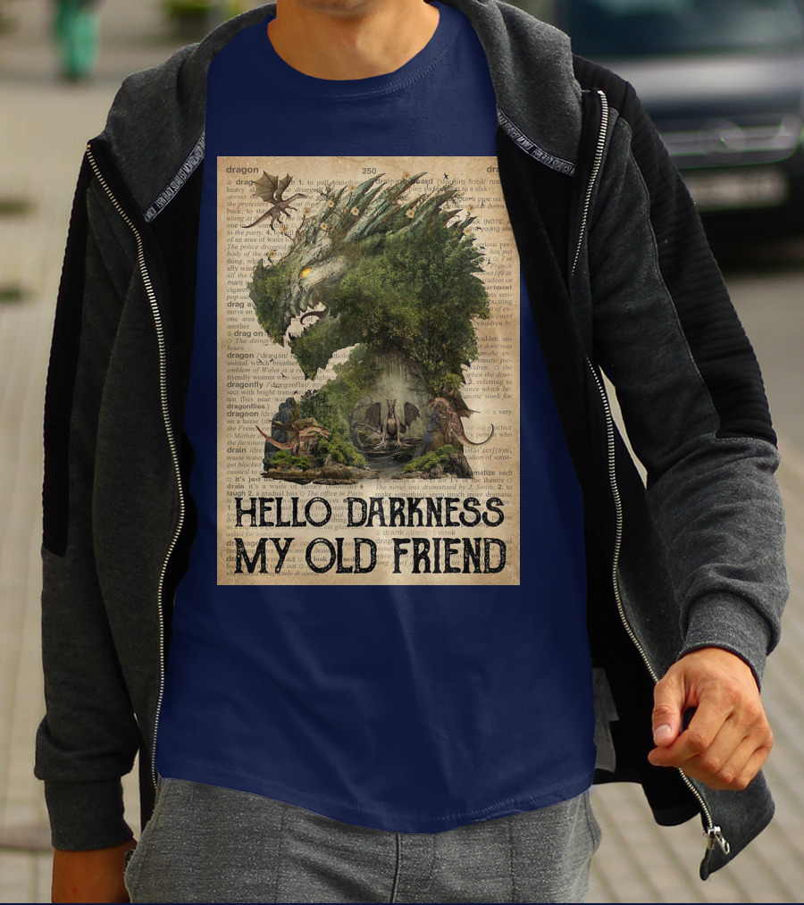 Dragon Hello Darkness My Old Friend Dictionary Page T-Shirt