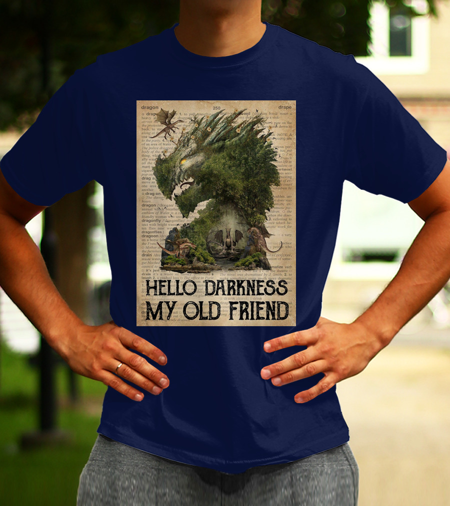 Dragon Hello Darkness My Old Friend Dictionary Page T-Shirt