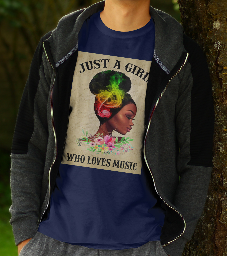 Just A Girl With Colorful Musical Hair Who Loves Music T-Shirt
