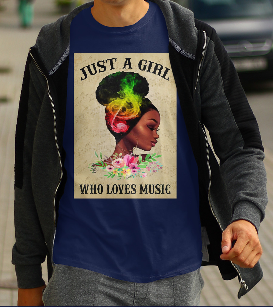 Just A Girl With Colorful Musical Hair Who Loves Music T-Shirt