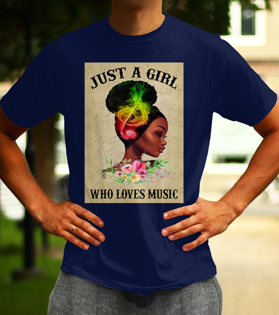 Just A Girl With Colorful Musical Hair Who Loves Music T-Shirt