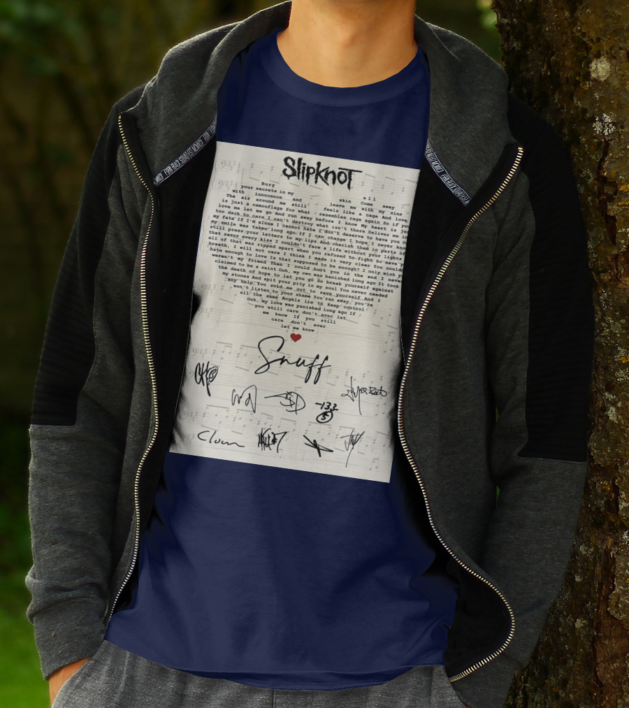 Slipknot Snuff Lyrics With Band Member Signatures T-Shirt