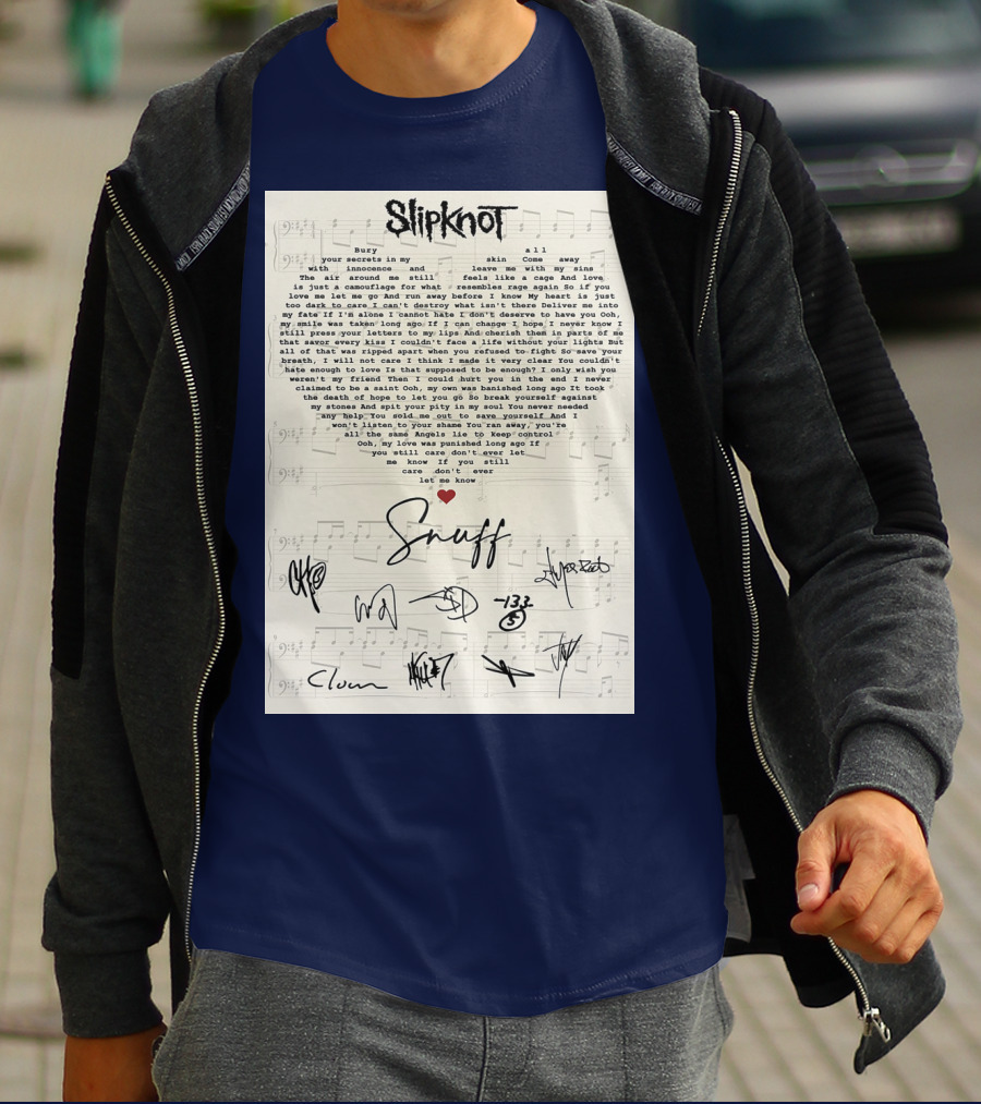 Slipknot Snuff Lyrics With Band Member Signatures T-Shirt
