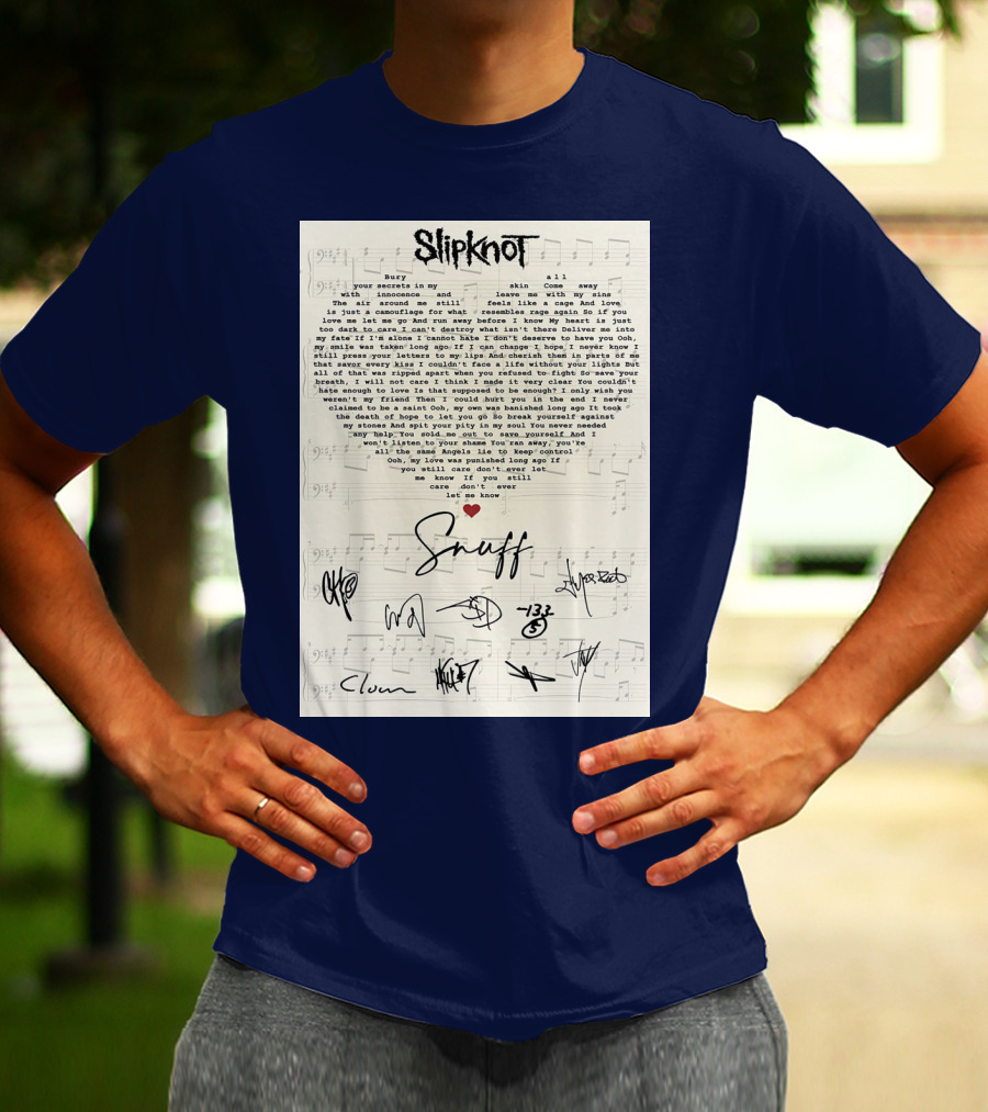 Slipknot Snuff Lyrics With Band Member Signatures T-Shirt