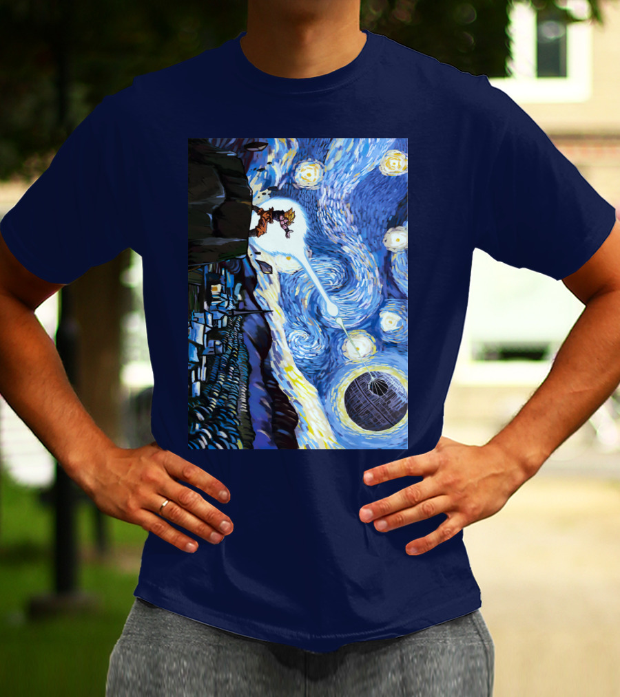 Son Goku Kamehameha Meets Death Star In Starry Night Fusion T-Shirt