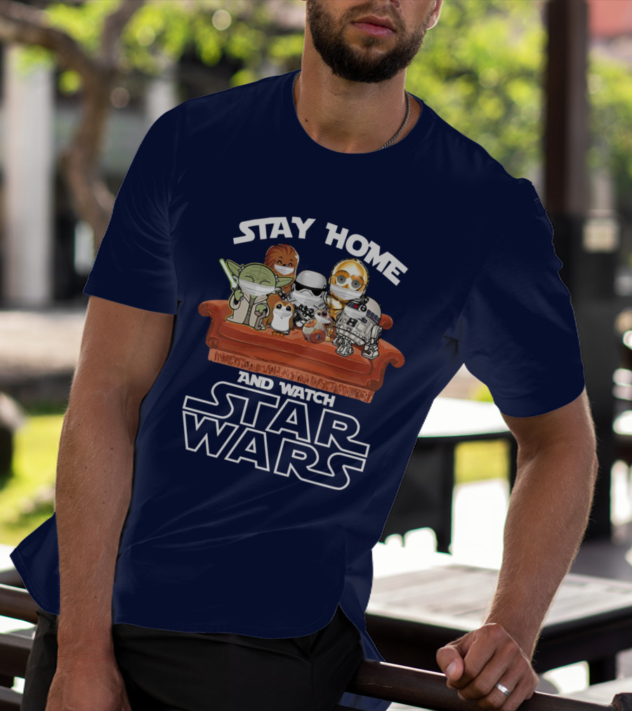 Stay Home And Watch Star Wars Characters On Couch T-Shirt