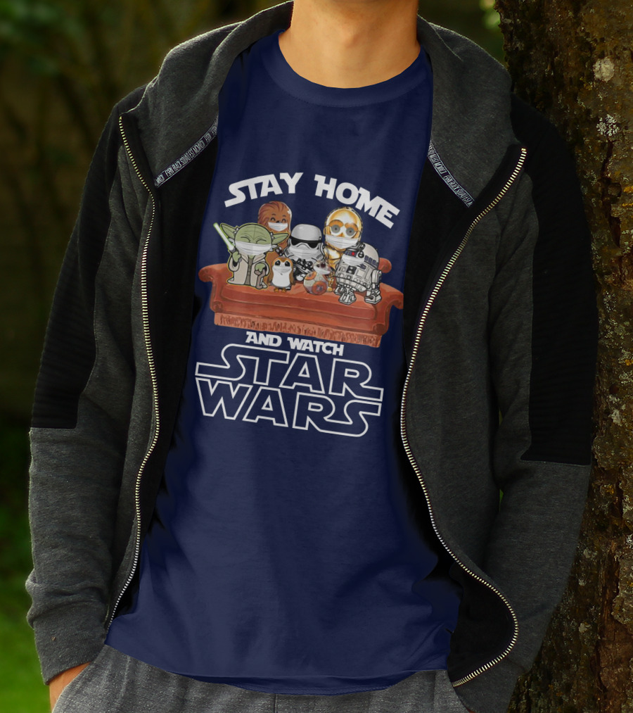 Stay Home And Watch Star Wars Characters On Couch T-Shirt