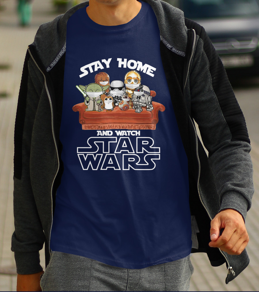 Stay Home And Watch Star Wars Characters On Couch T-Shirt