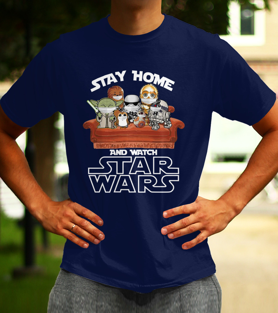 Stay Home And Watch Star Wars Characters On Couch T-Shirt