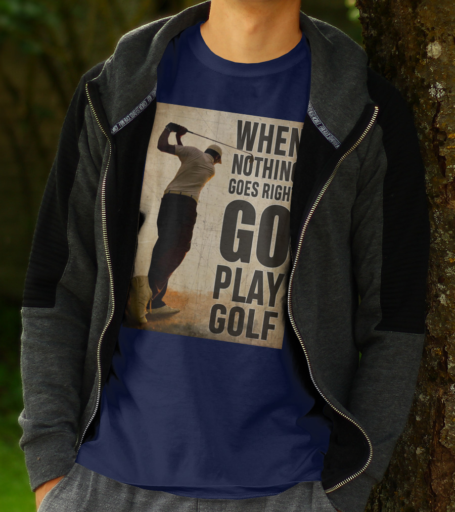 When Nothing Goes Right Go Play Golf Silhouette Golfer Background T-Shirt