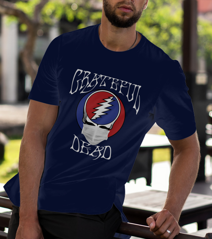 Grateful Dead Steal Your Face Mask Logo With Red And Blue Skull T-Shirt