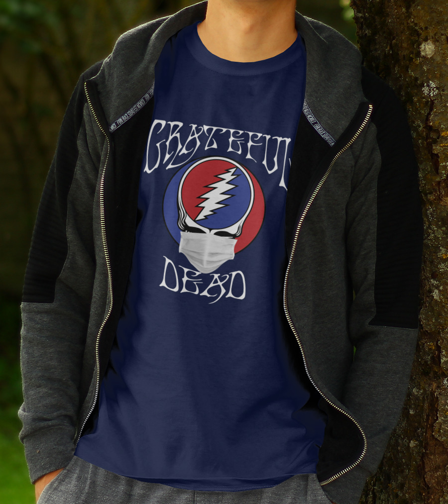 Grateful Dead Steal Your Face Mask Logo With Red And Blue Skull T-Shirt