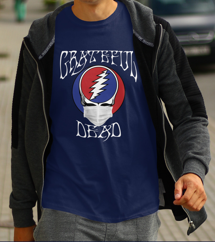 Grateful Dead Steal Your Face Mask Logo With Red And Blue Skull T-Shirt