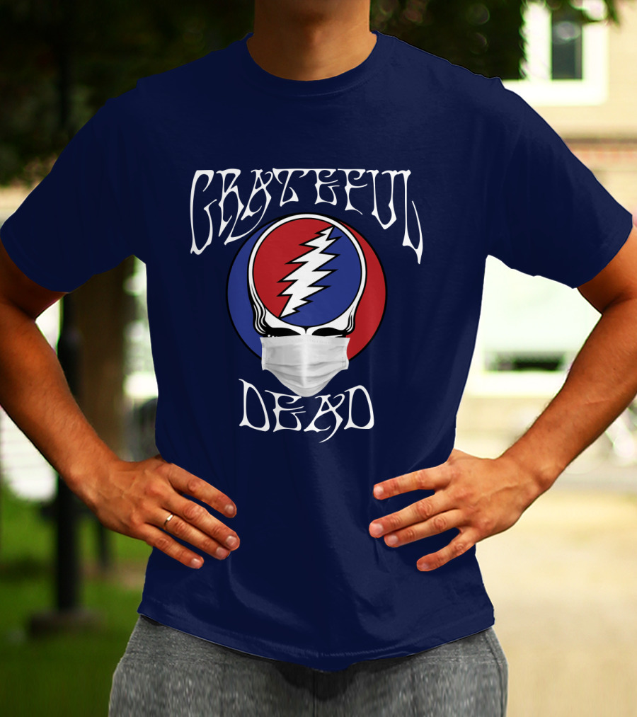 Grateful Dead Steal Your Face Mask Logo With Red And Blue Skull T-Shirt