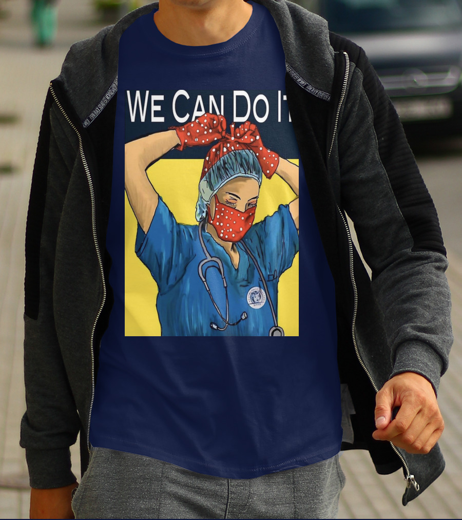 We Can Do It Nurse With Stethoscope And Red Bandana T-Shirt