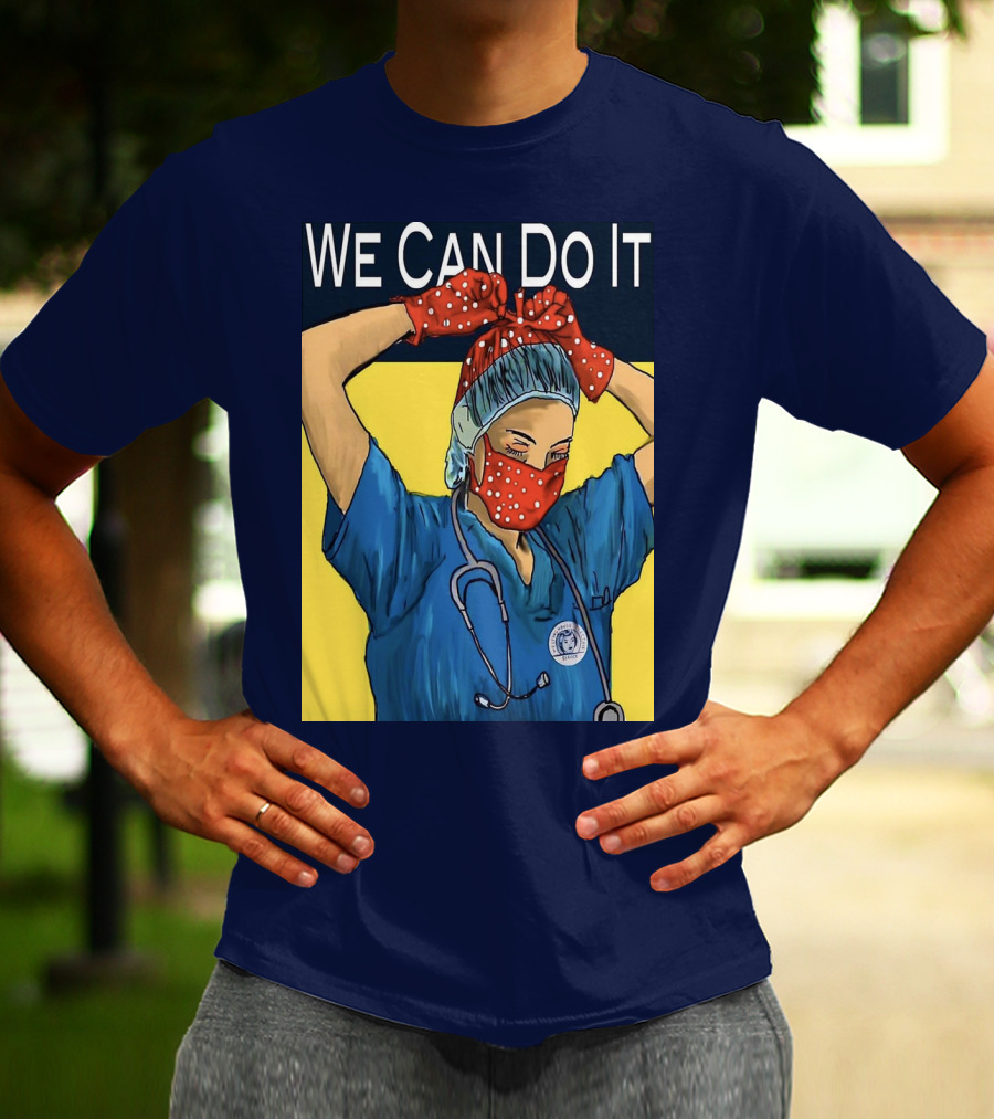 We Can Do It Nurse With Stethoscope And Red Bandana T-Shirt