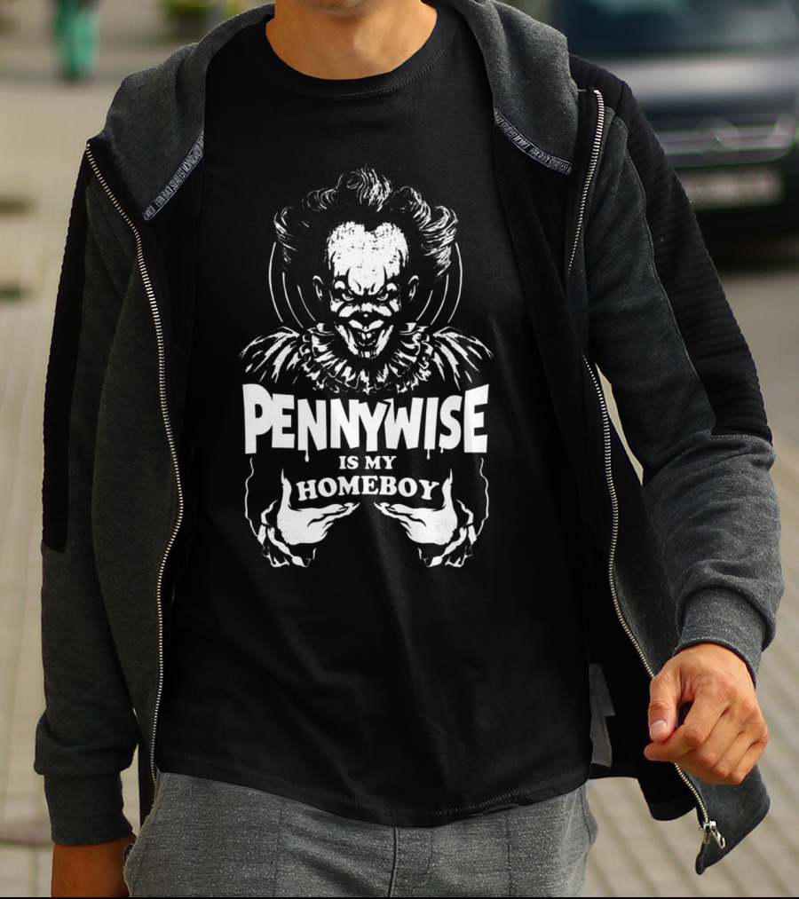 Pennywise Is My Homeboy Creepy Clown Graphic Horror T-Shirt