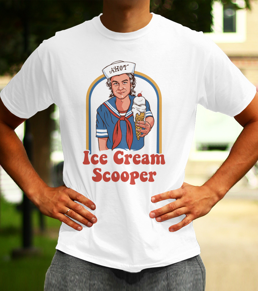Ahoy Ice Cream Scooper Steve Harrington Sailor Outfit Cone T-Shirt