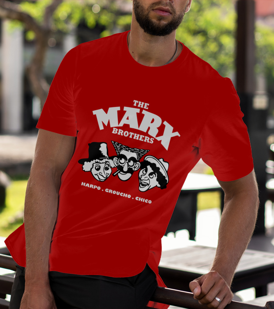 The Marx Brothers Harpo Groucho Chico Classic Comedy Icons Red T-Shirt
