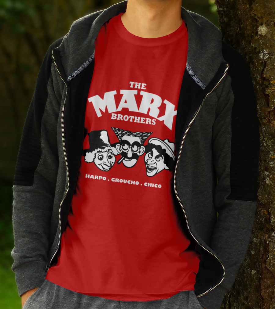 The Marx Brothers Harpo Groucho Chico Classic Comedy Icons Red T-Shirt