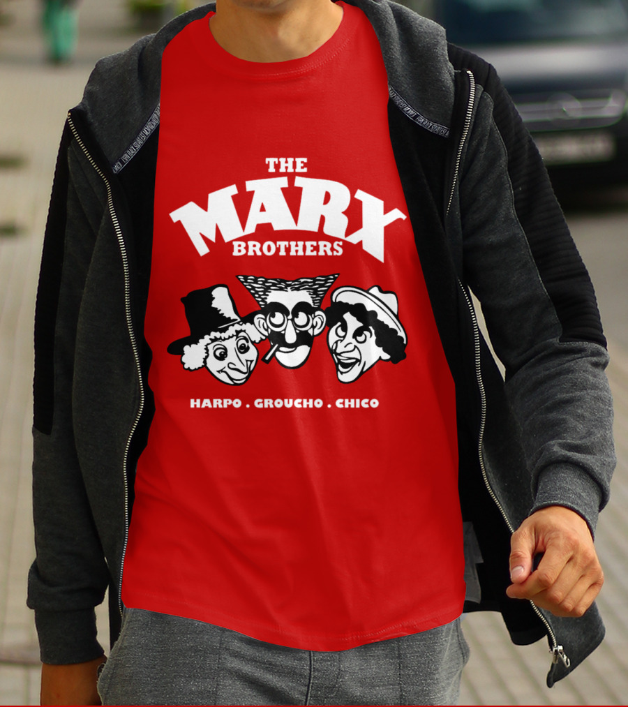 The Marx Brothers Harpo Groucho Chico Classic Comedy Icons Red T-Shirt