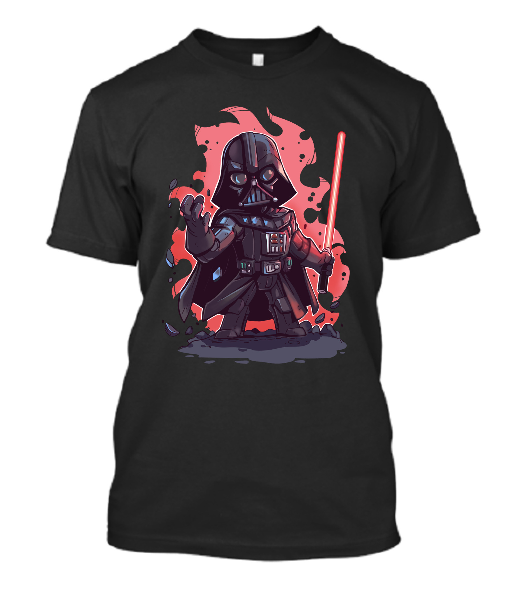 Darth Vader Cartoon With Lightsaber Star Wars Character T-Shirt